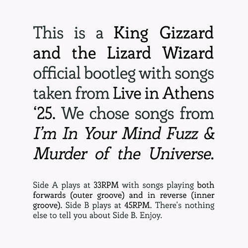 King Gizzard and the Lizard Wizard: I'm In Your Mind Fuzz / Murder Of The Universe Live In Athens '25 - VINYL LP