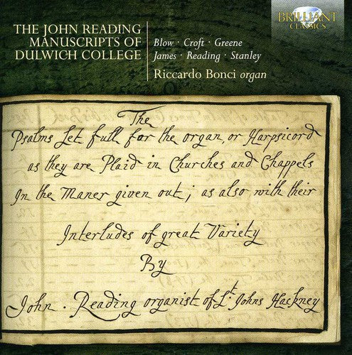 Blow / Bonci, Riccardo: John Reading Manuscripts of Dulwich College